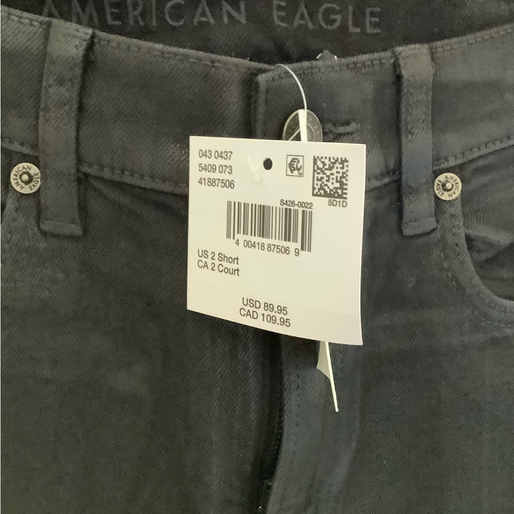 American Eagle Coated Super High Rise Baggy Straight Jeans - 2 Short - NWT - Picture 4 of 10